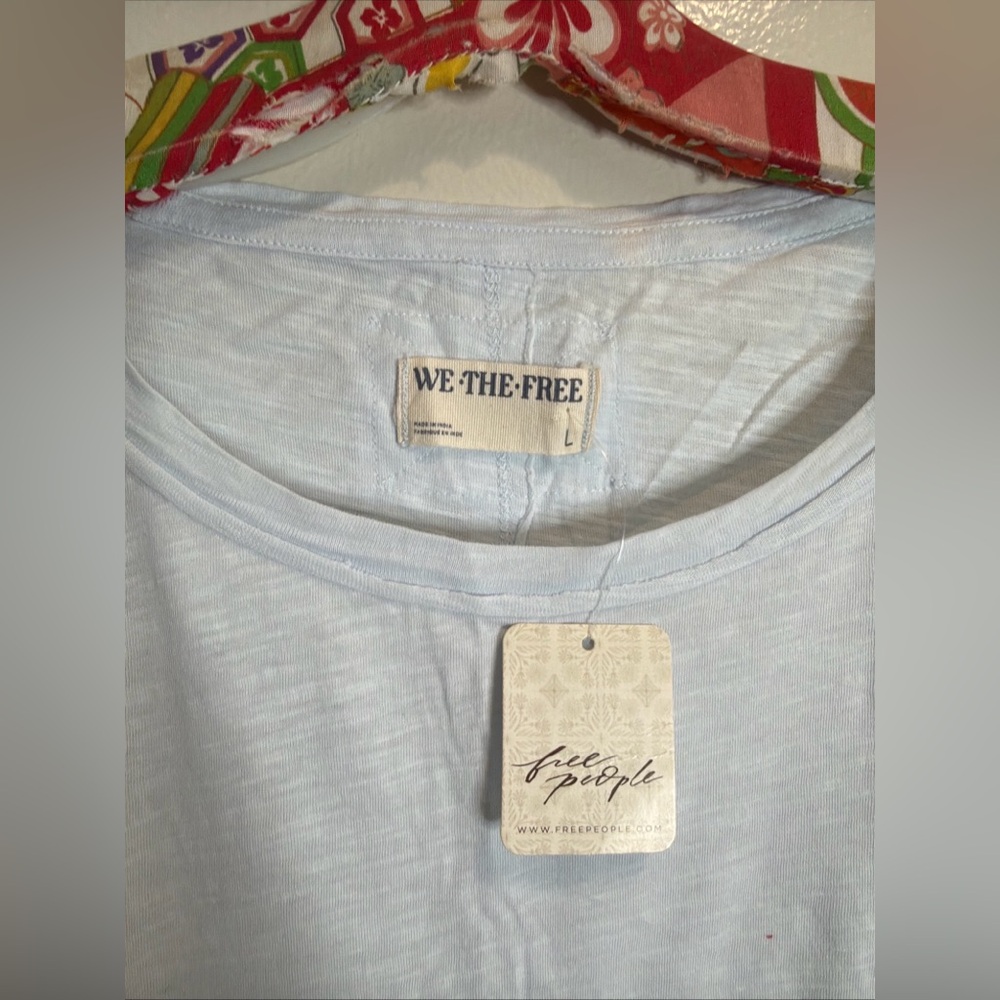 We the Free People Effie Twofer T Shirt Ballad Blue Lace Underlayer Top L - Picture 5 of 7